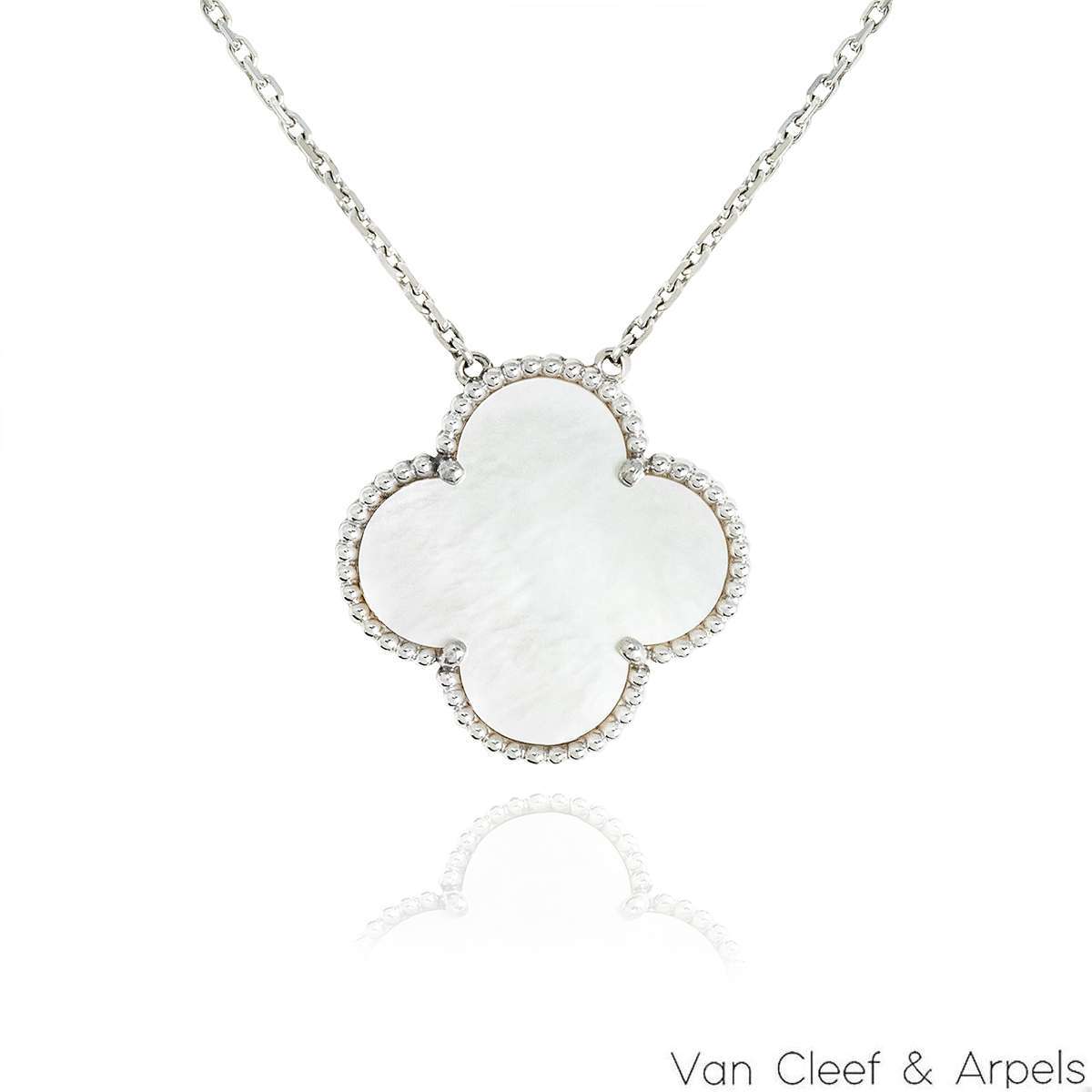 Van Cleef & Arpels White Gold Mother of Pearl Magic Alhambra Necklace VCARN32200